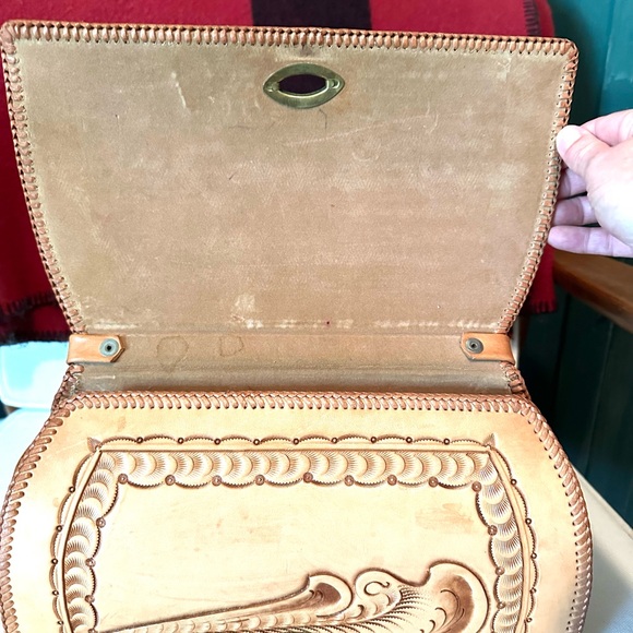 👜VGUC Hand Tooled Vintage Leather Purse and Coin Purse - Picture 6 of 12